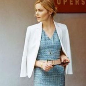 Ann Taylor White One-Button Jacket/Blazer